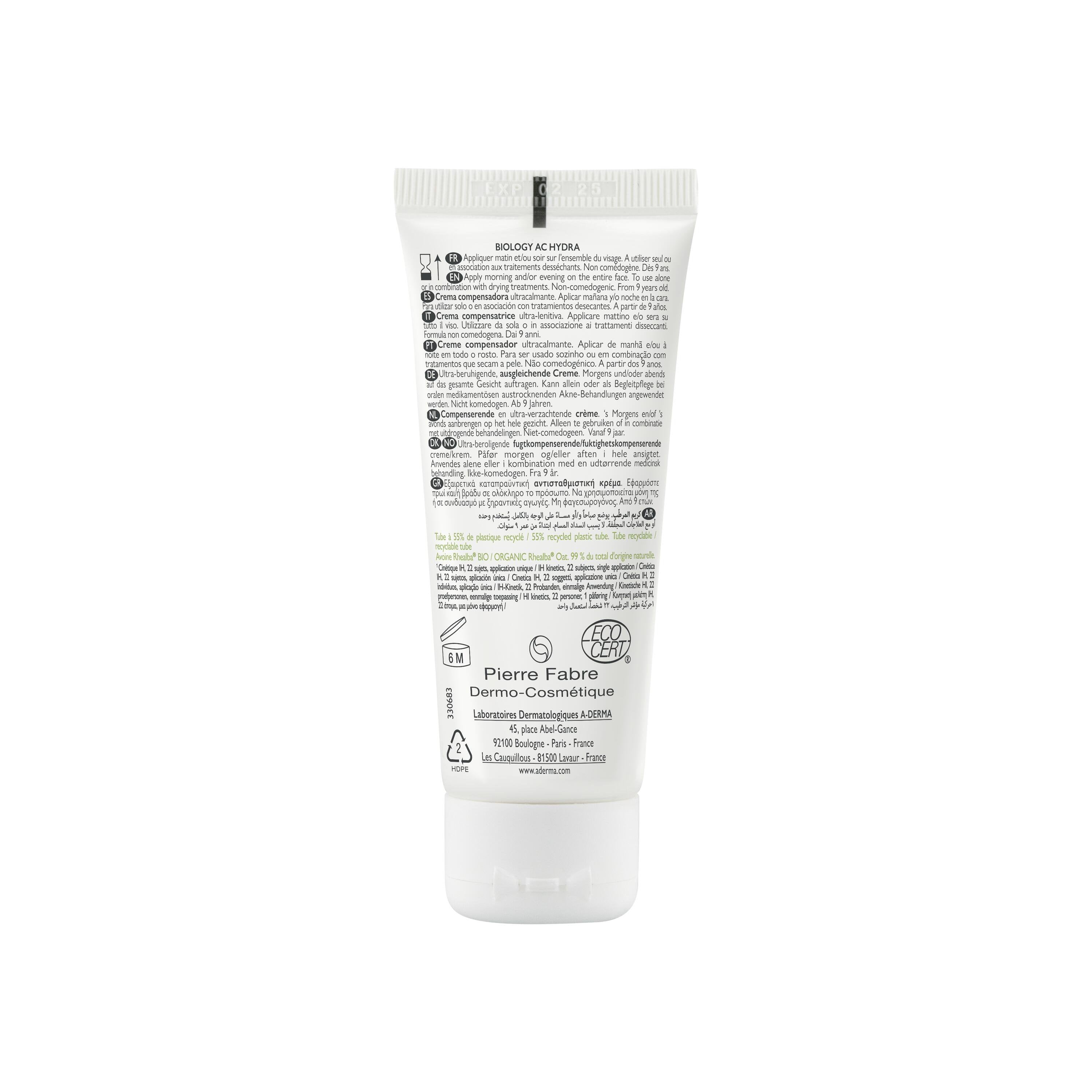 Crème Compensatrice Ultra-Apaisante A-DERMA Biology Ac Hydra