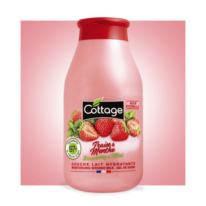 Cottage Douche Lait Hydratante Fraise et Menthe 250 Ml
